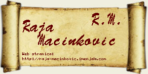 Raja Mačinković vizit kartica
